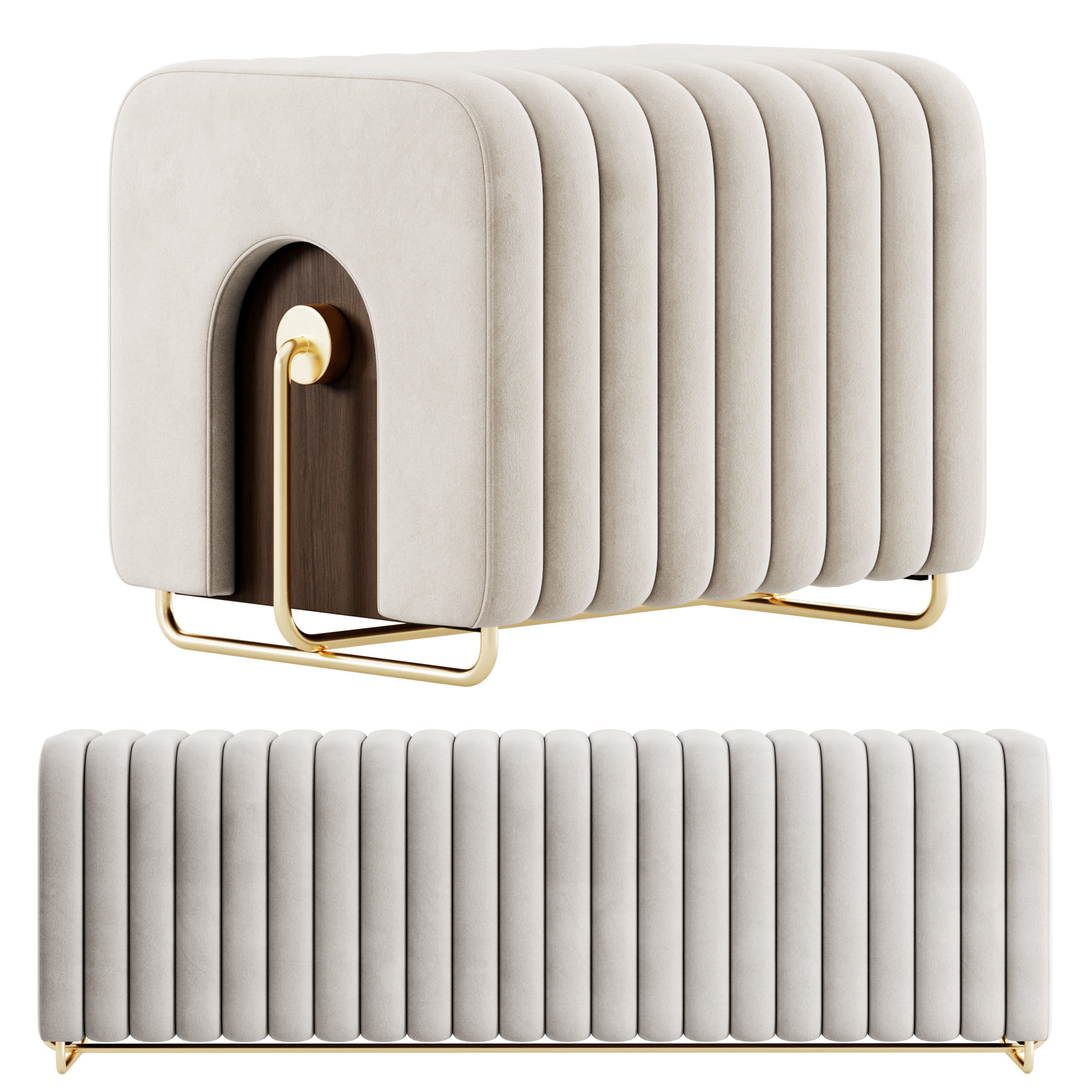 Rivers Bench and Ottoman By Mezzo Collection 3D model_2