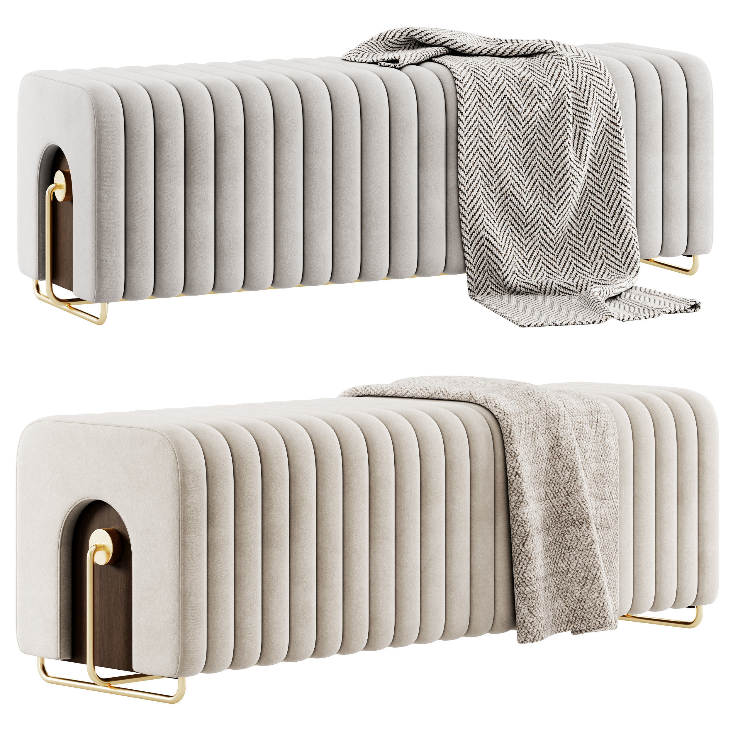 Rivers Bench and Ottoman By Mezzo Collection 3D model_15