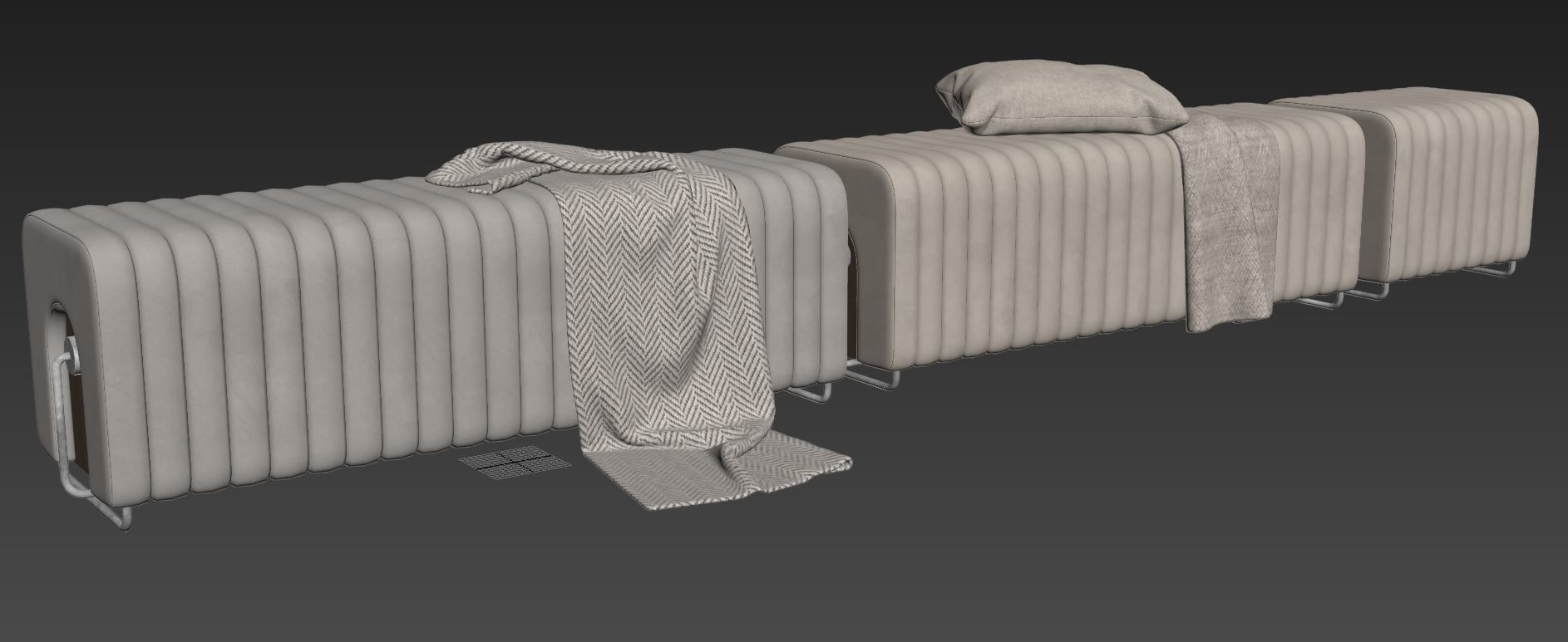 Rivers Bench and Ottoman By Mezzo Collection 3D model_8
