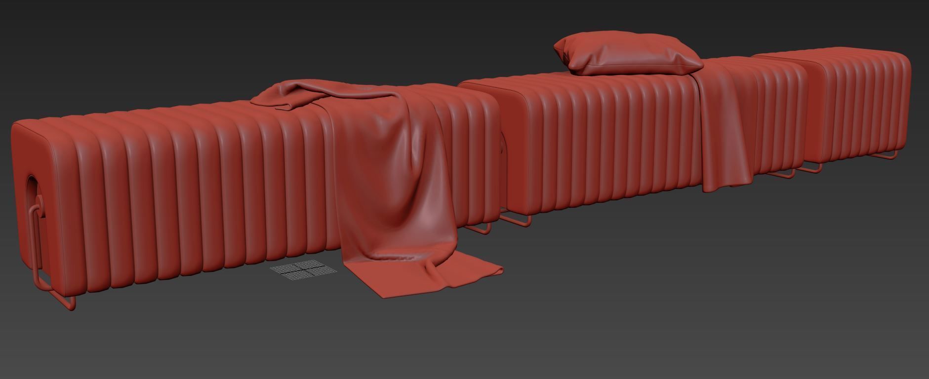 Rivers Bench and Ottoman By Mezzo Collection 3D model_9