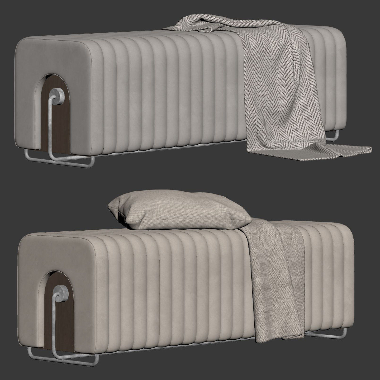 Rivers Bench and Ottoman By Mezzo Collection 3D model_5