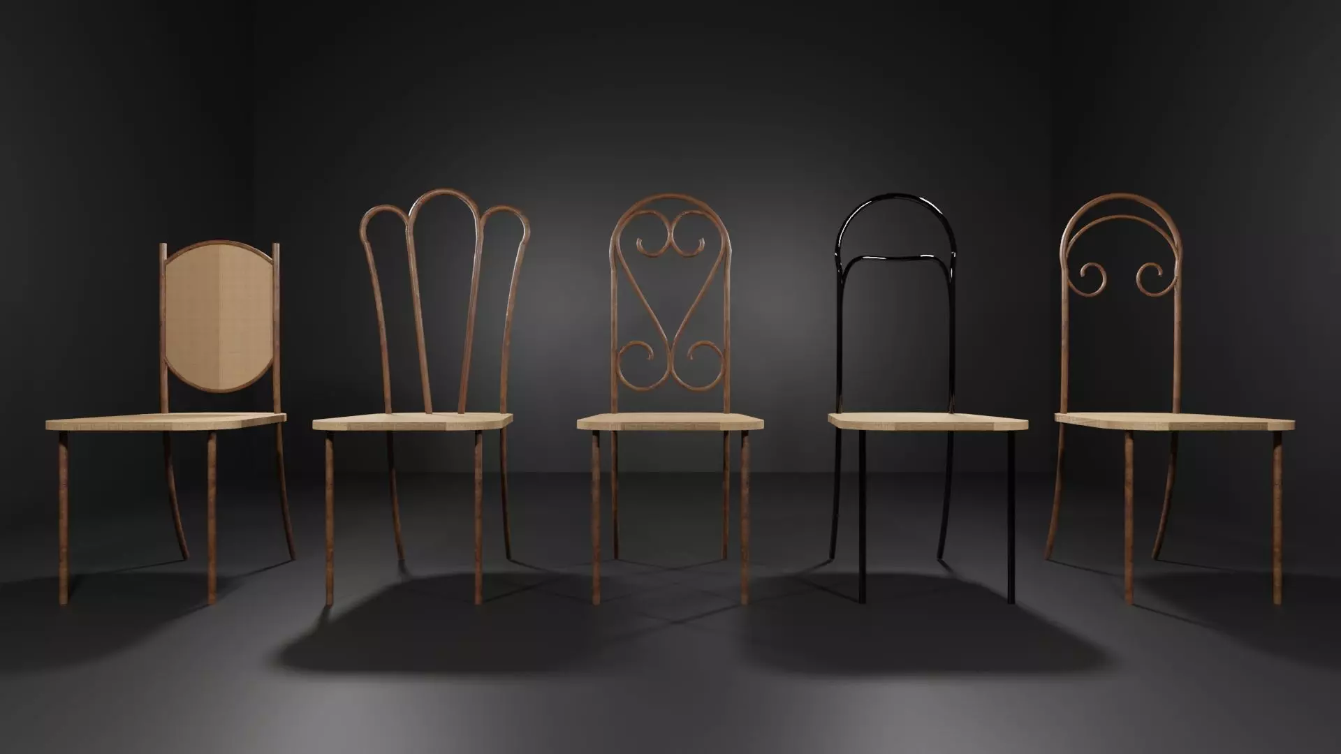 5 Wooden Chair for free Free low-poly 3D model