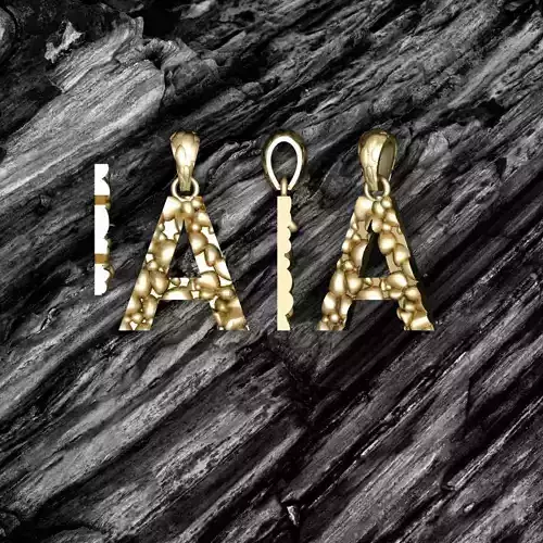 A LETTER Alphabet ROCKS PENDANT 3D print model