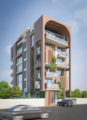 Modern residential building Design Exterior rendering 3D model