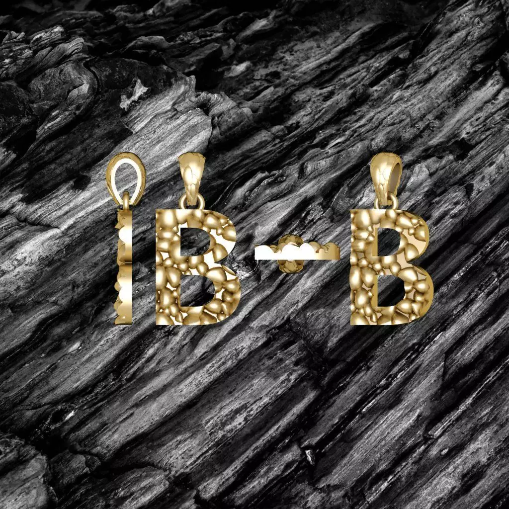 B LETTER Alphabet ROCKS PENDANT 3D print model 3D print model