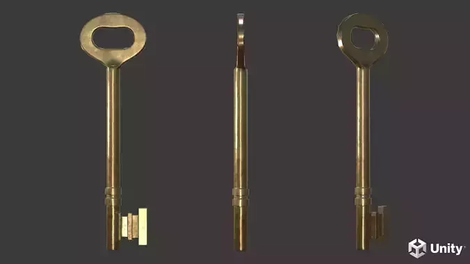 Bronze key Low-poly 3D model