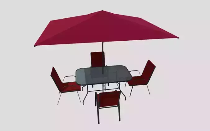 Lounge set - red 3D model