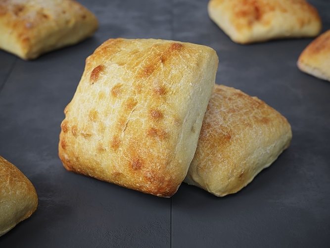 Ciabatta Rolls 3D model 2