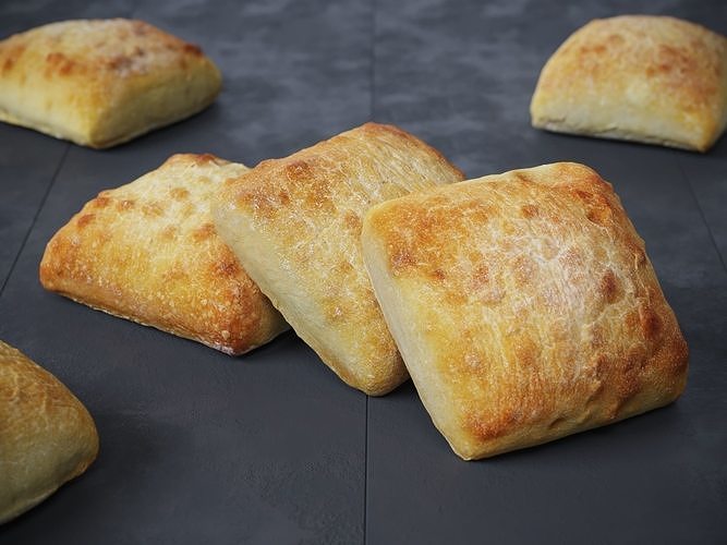 Ciabatta Rolls 3D model 3