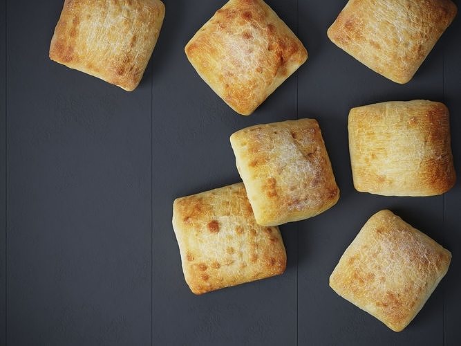 Ciabatta Rolls 3D model 5