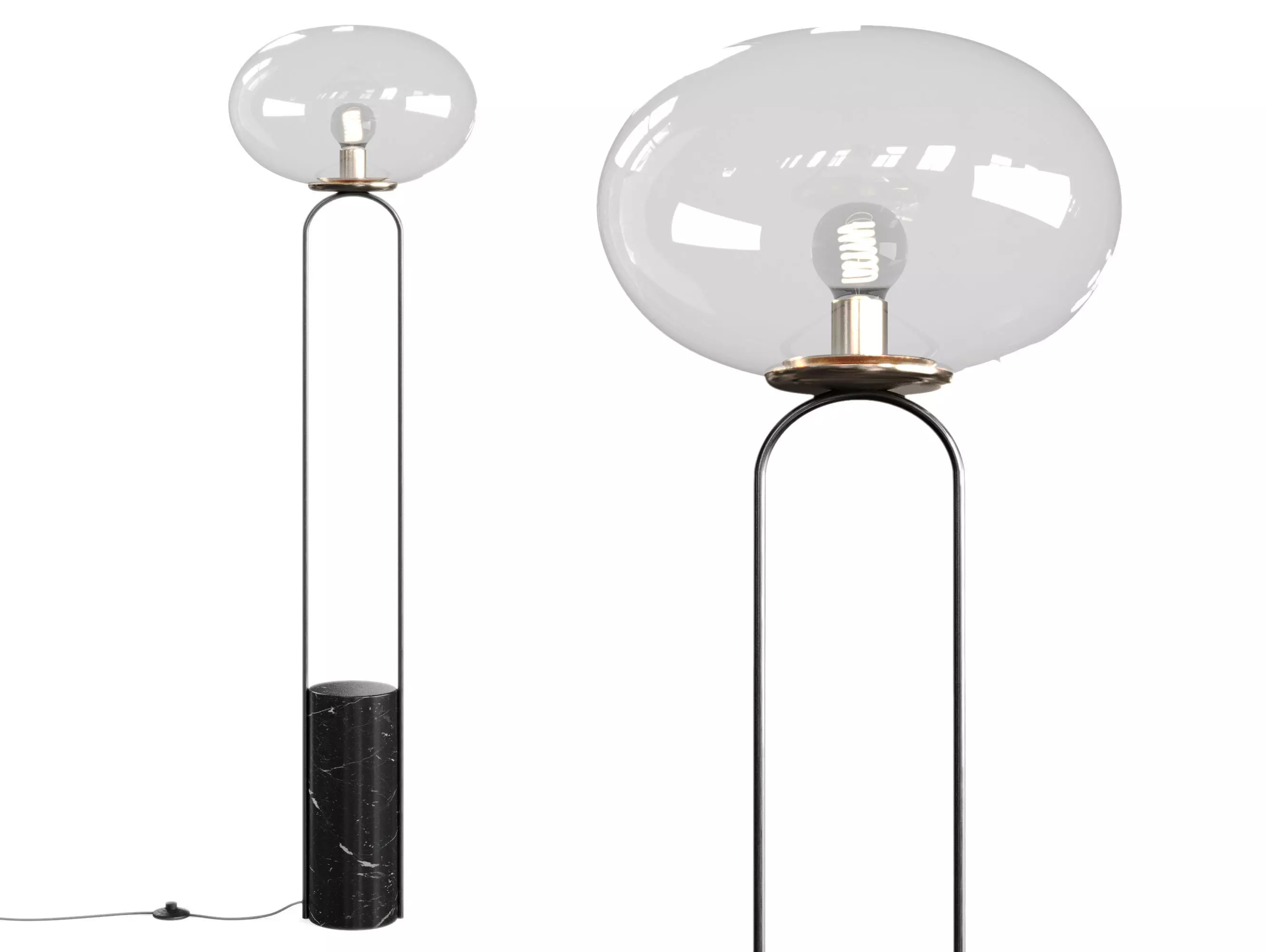 POLO BLACK MARBLE FLOOR LAMP by CB2 3D model_0