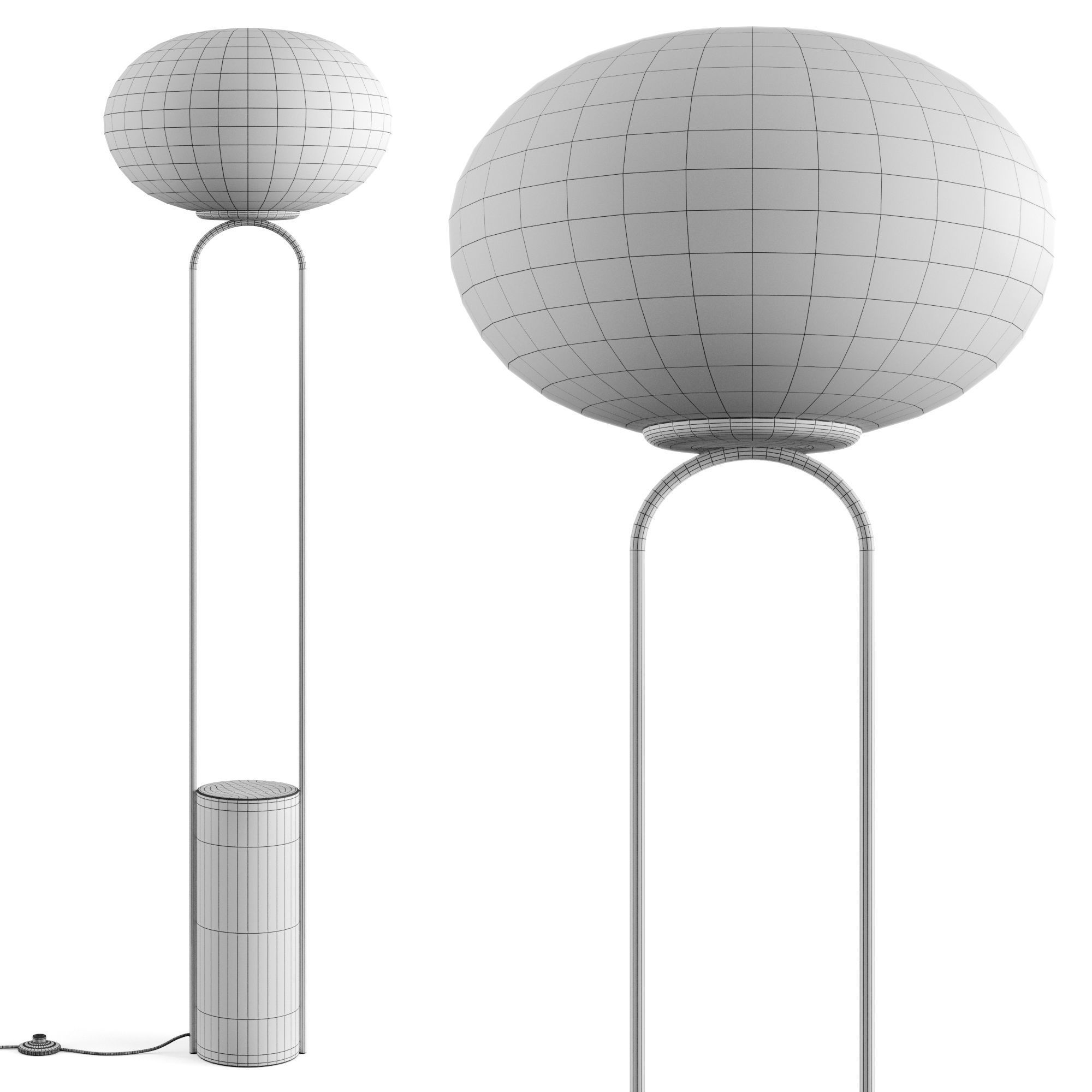 POLO BLACK MARBLE FLOOR LAMP by CB2 3D model_1