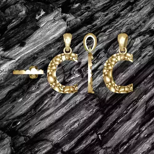  C LETTER Alphabet ROCKS PENDANT 3D print model