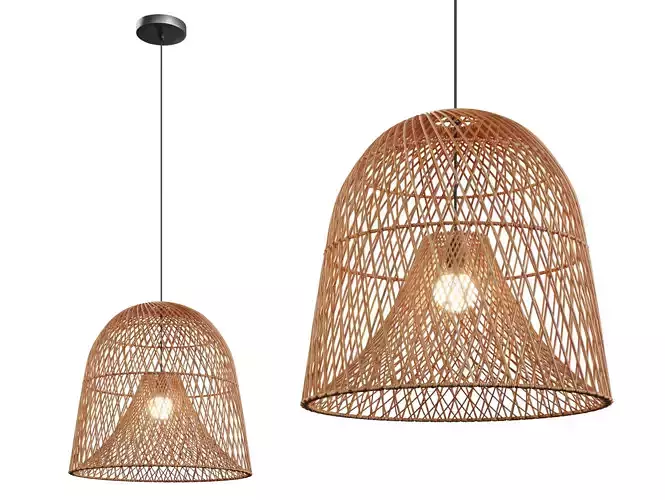 Nassa woven bamboo pendant light by CB2 3D model