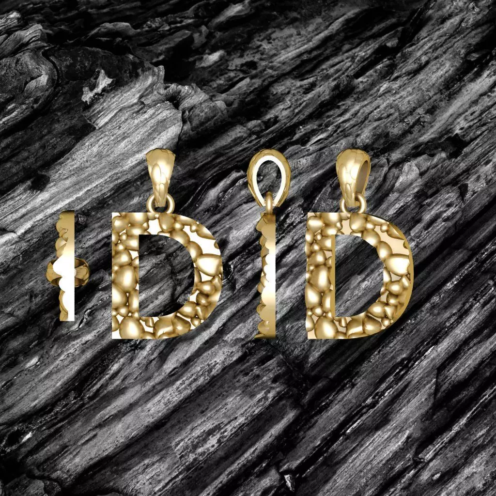 D LETTER Alphabet ROCKS PENDANT 3D print model 3D print model