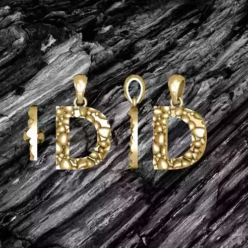D LETTER Alphabet ROCKS PENDANT 3D print model