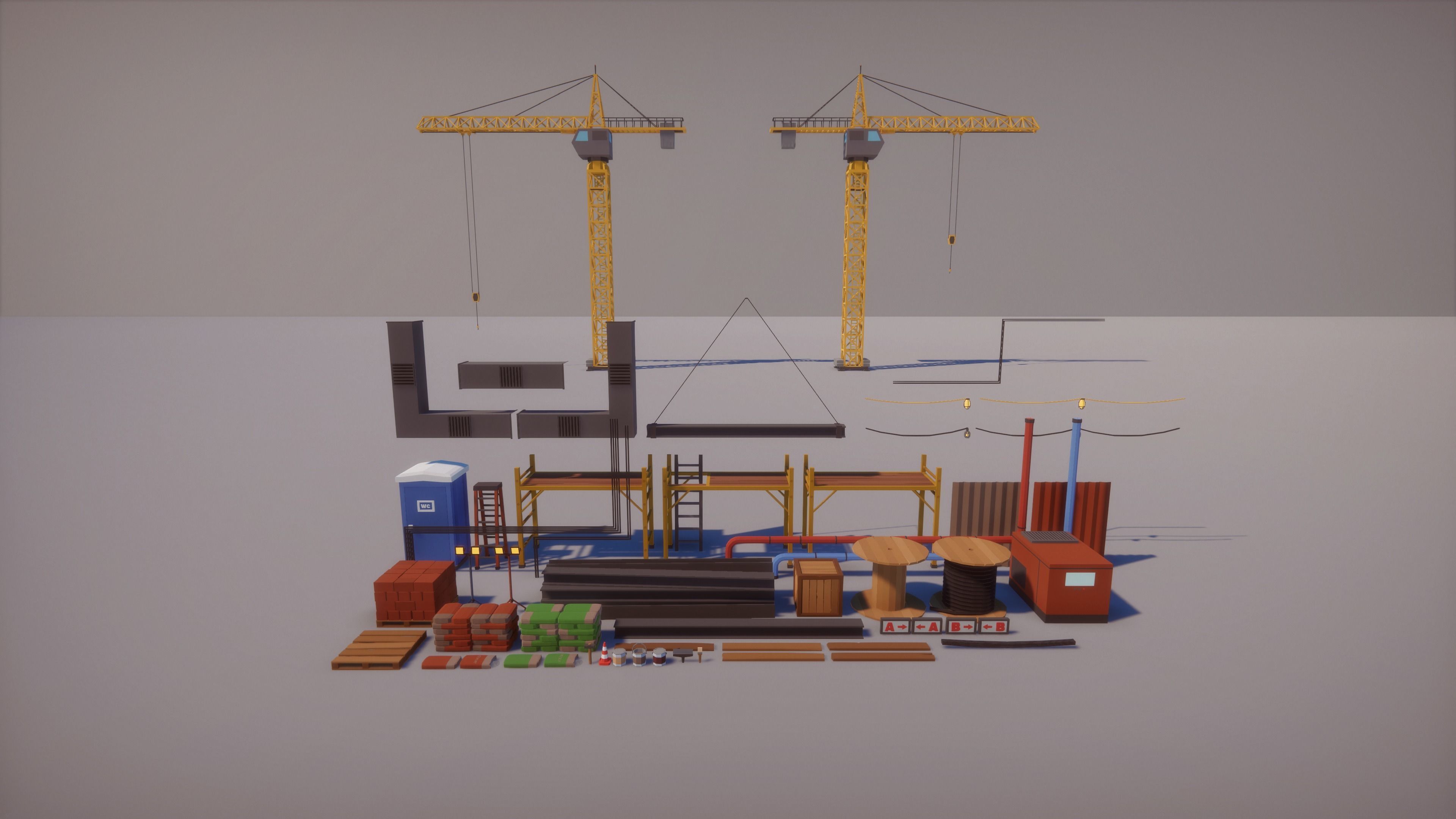 Low Poly FPS Map Vol6 - Construction Shooter Map Low-poly 3D model_8