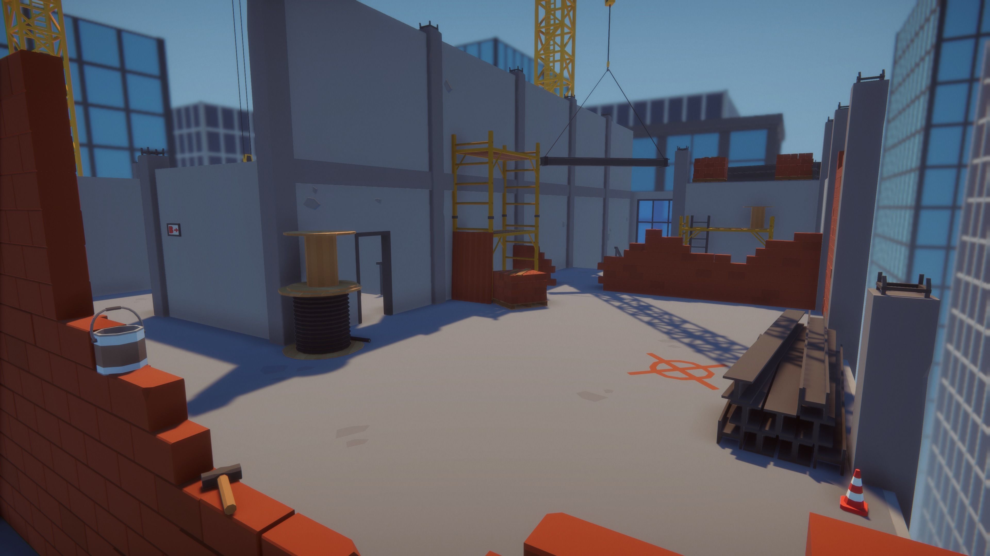 Low Poly FPS Map Vol6 - Construction Shooter Map Low-poly 3D model_2