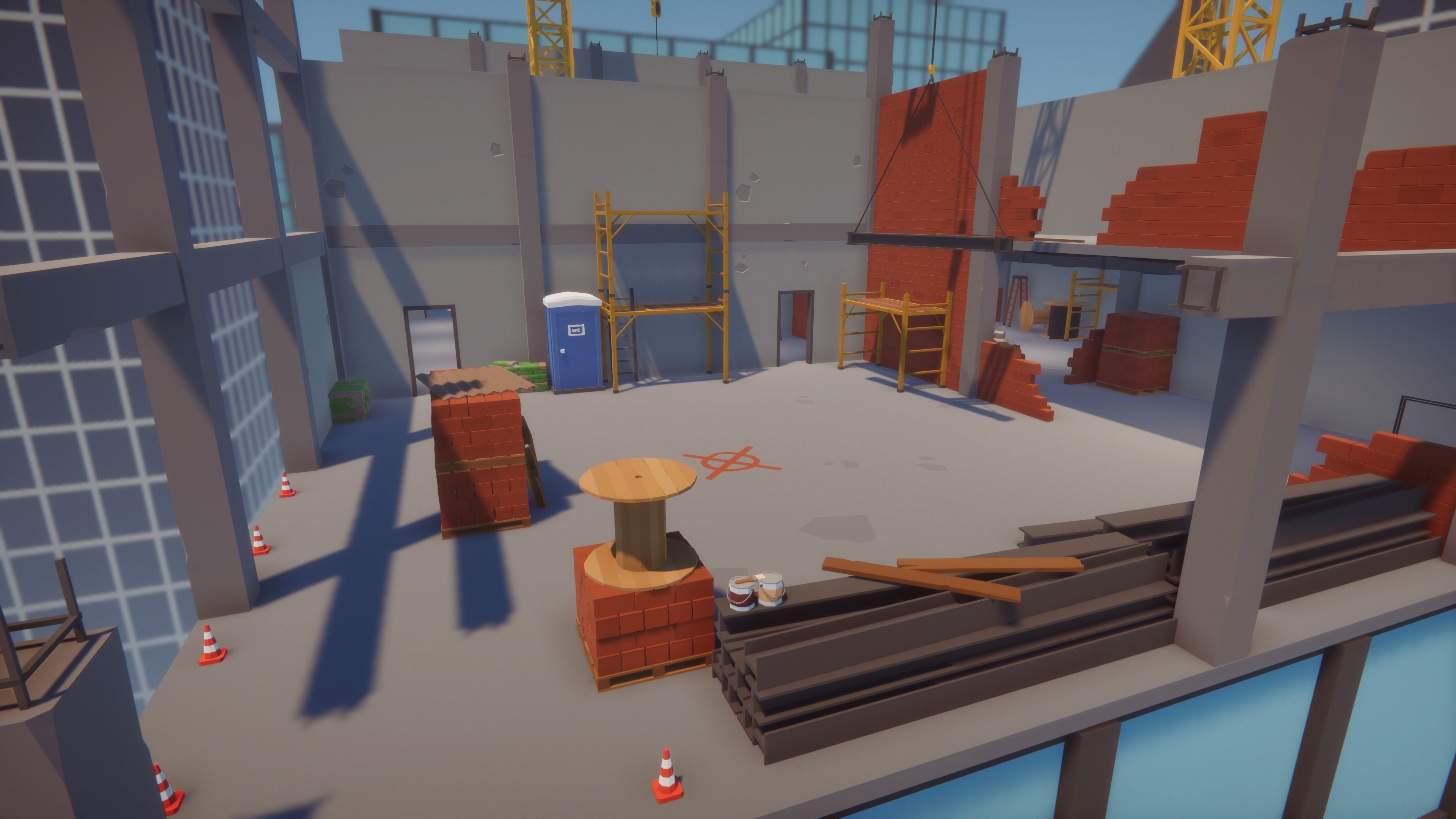 Low Poly FPS Map Vol6 - Construction Shooter Map Low-poly 3D model_1