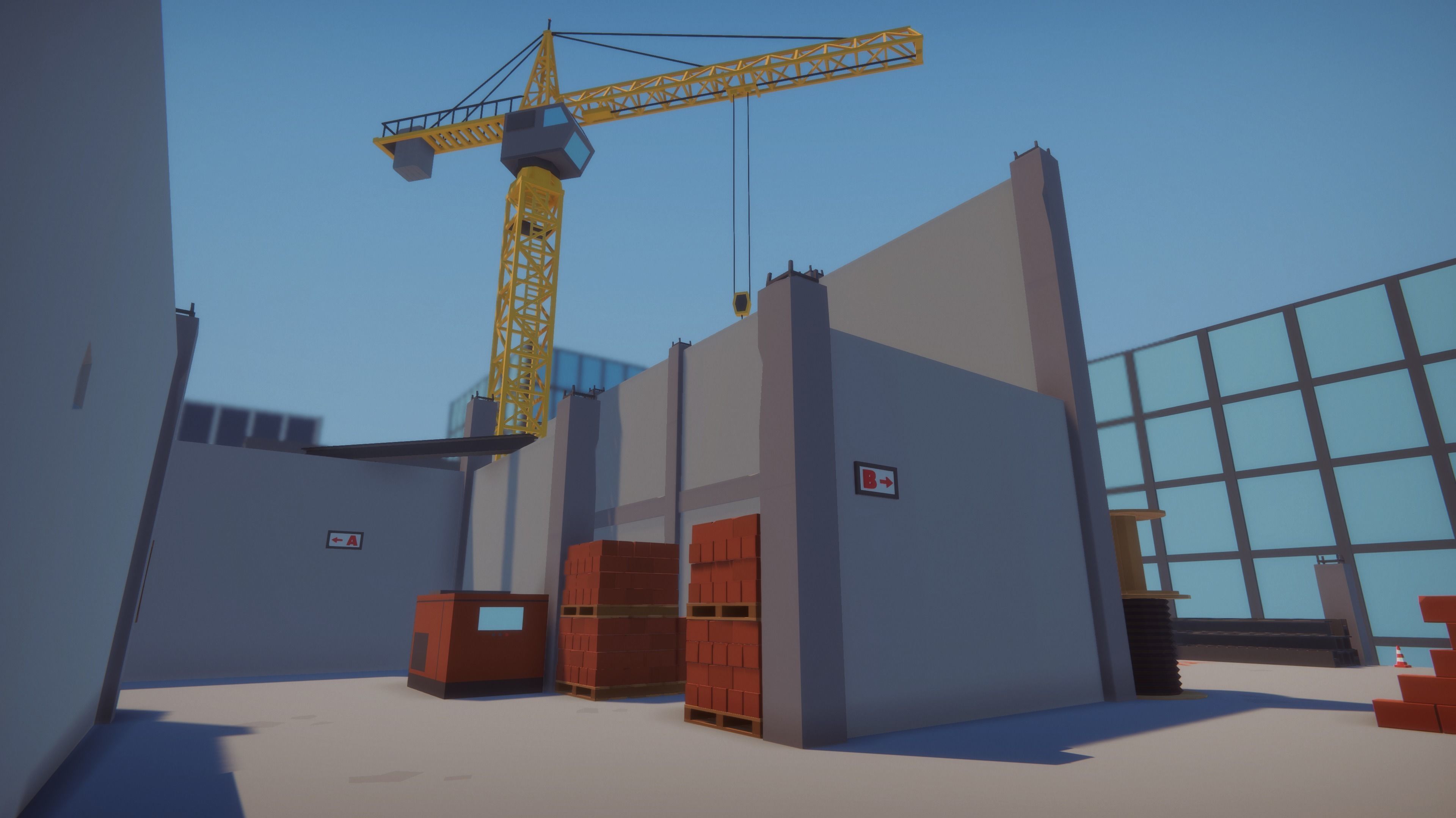 Low Poly FPS Map Vol6 - Construction Shooter Map Low-poly 3D model_4