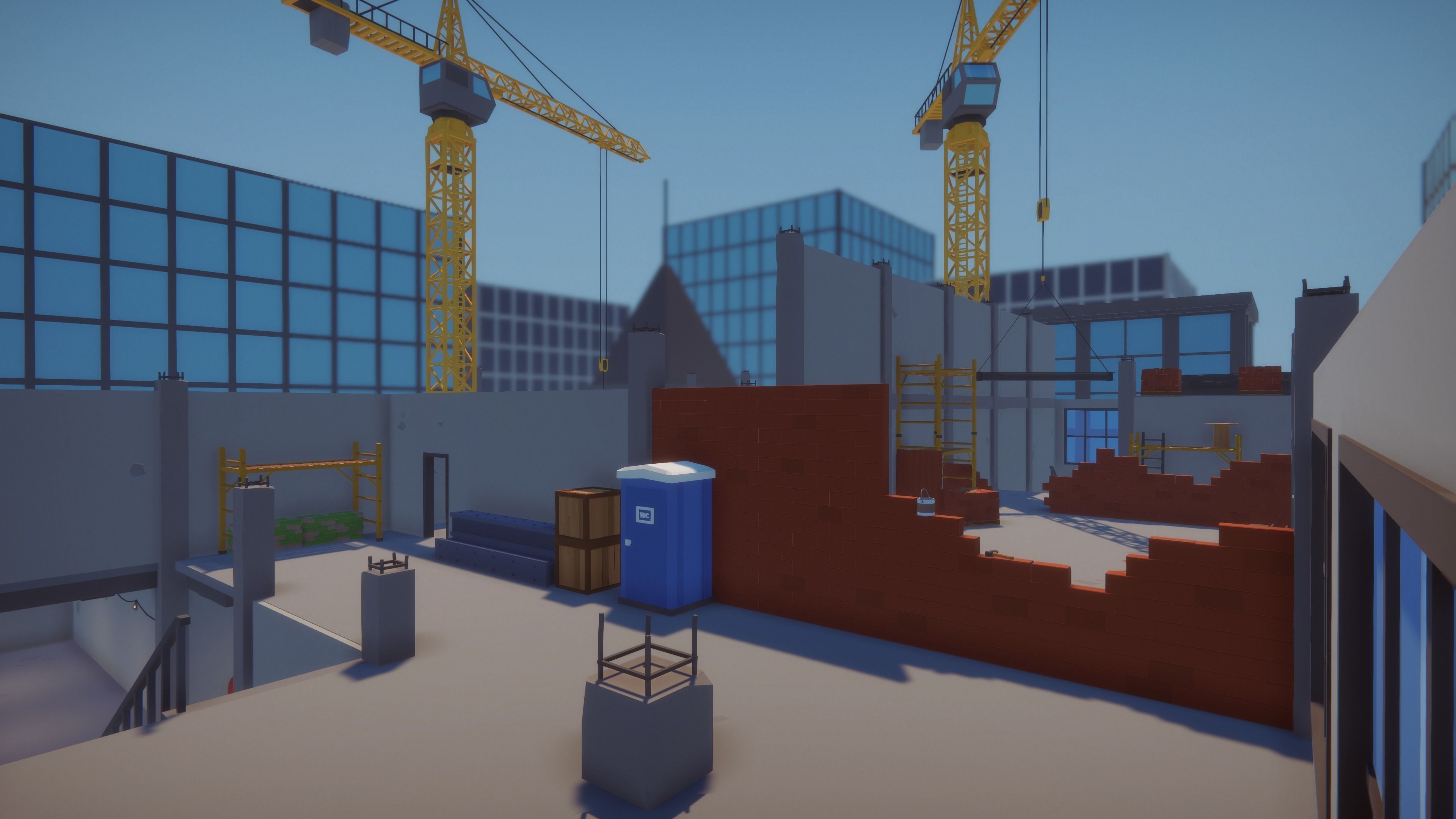 Low Poly FPS Map Vol6 - Construction Shooter Map Low-poly 3D model_7