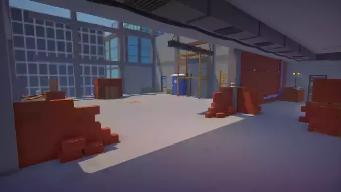 Low Poly FPS Map Vol6 - Construction Shooter Map Low-poly 3D model