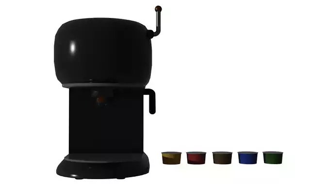 Simple Espresso Machine with 5 coloured pods 3D model