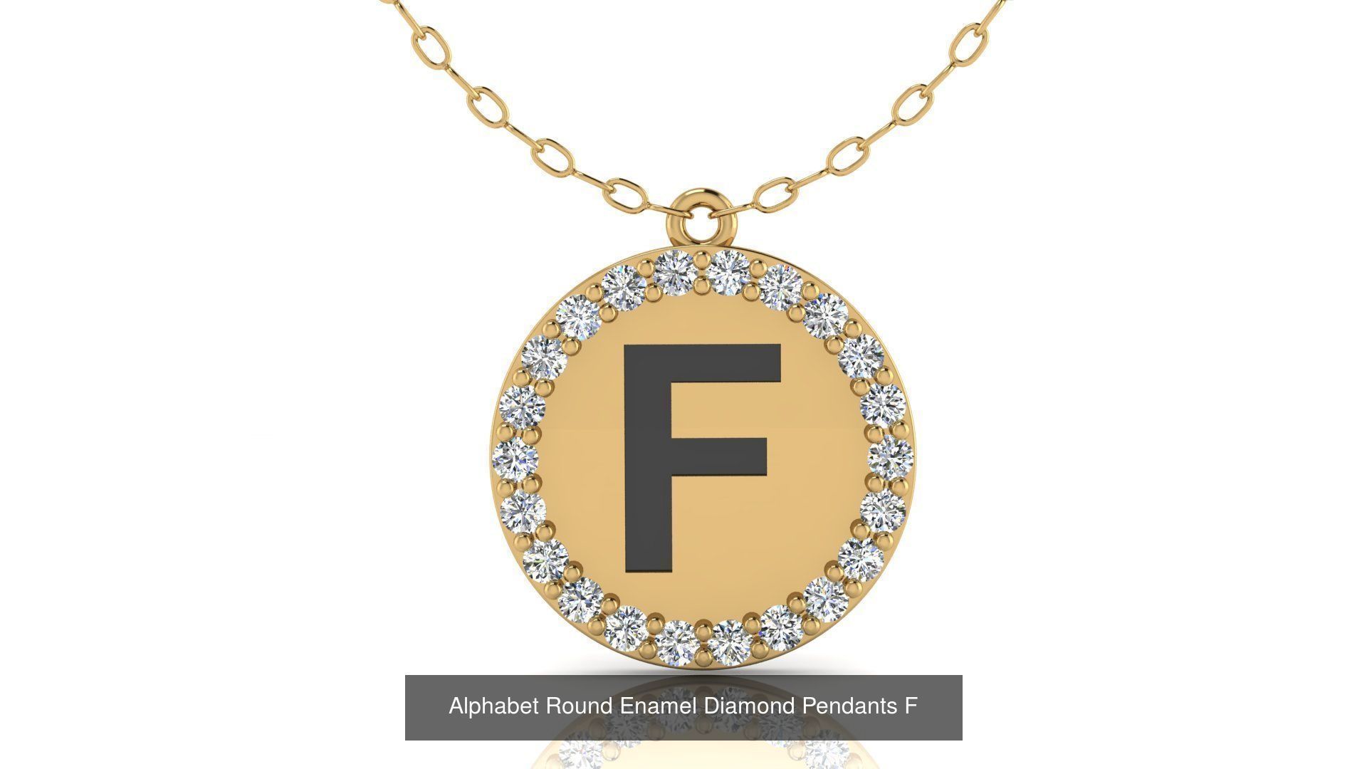 Alphabet Round Enamel Diamond Pendants 26 models 3D Model Collection_9