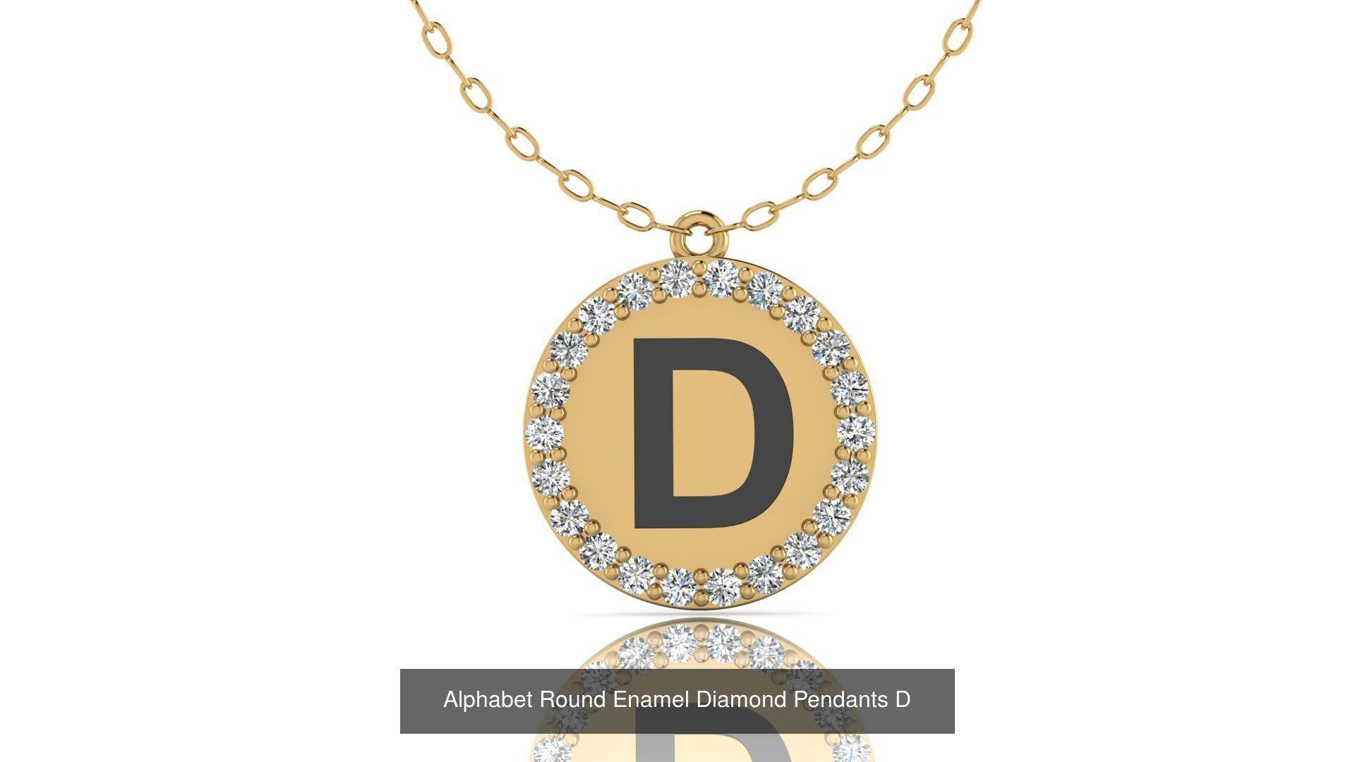 Alphabet Round Enamel Diamond Pendants 26 models 3D Model Collection_7