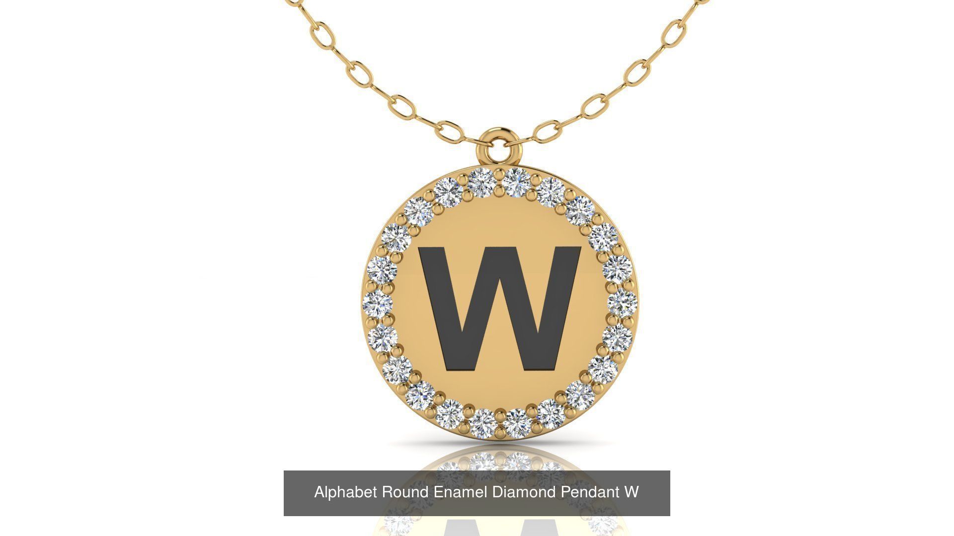 Alphabet Round Enamel Diamond Pendants 26 models 3D Model Collection_26