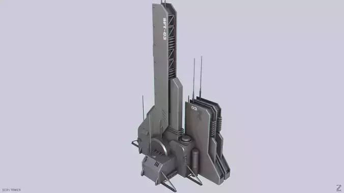 Scifi tower Low-poly 3D model