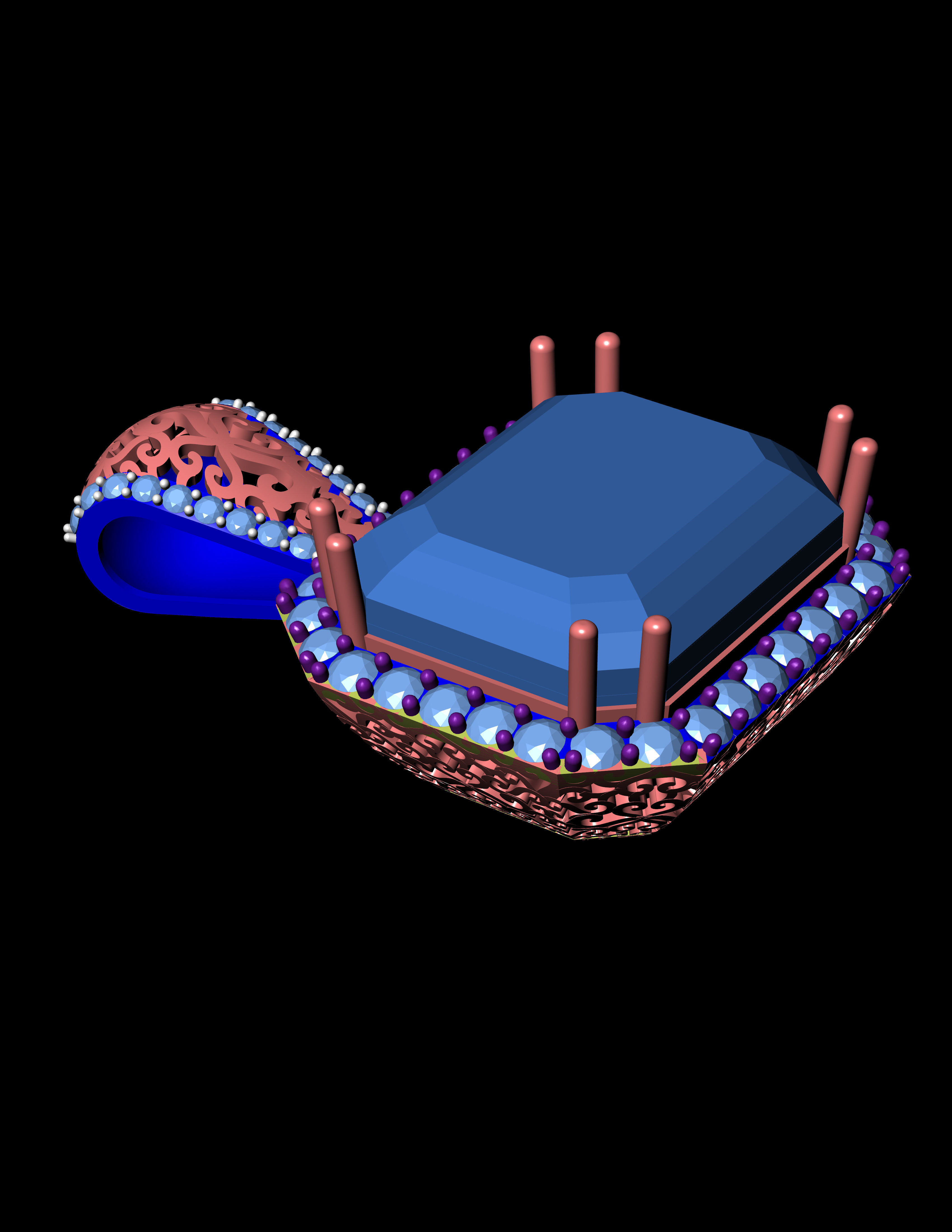 Huge Yellow Diamond Pandent 3D print model 3D print model_6