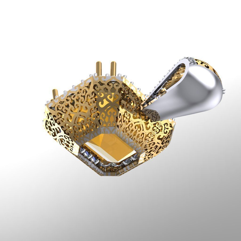 Huge Yellow Diamond Pandent 3D print model 3D print model_1