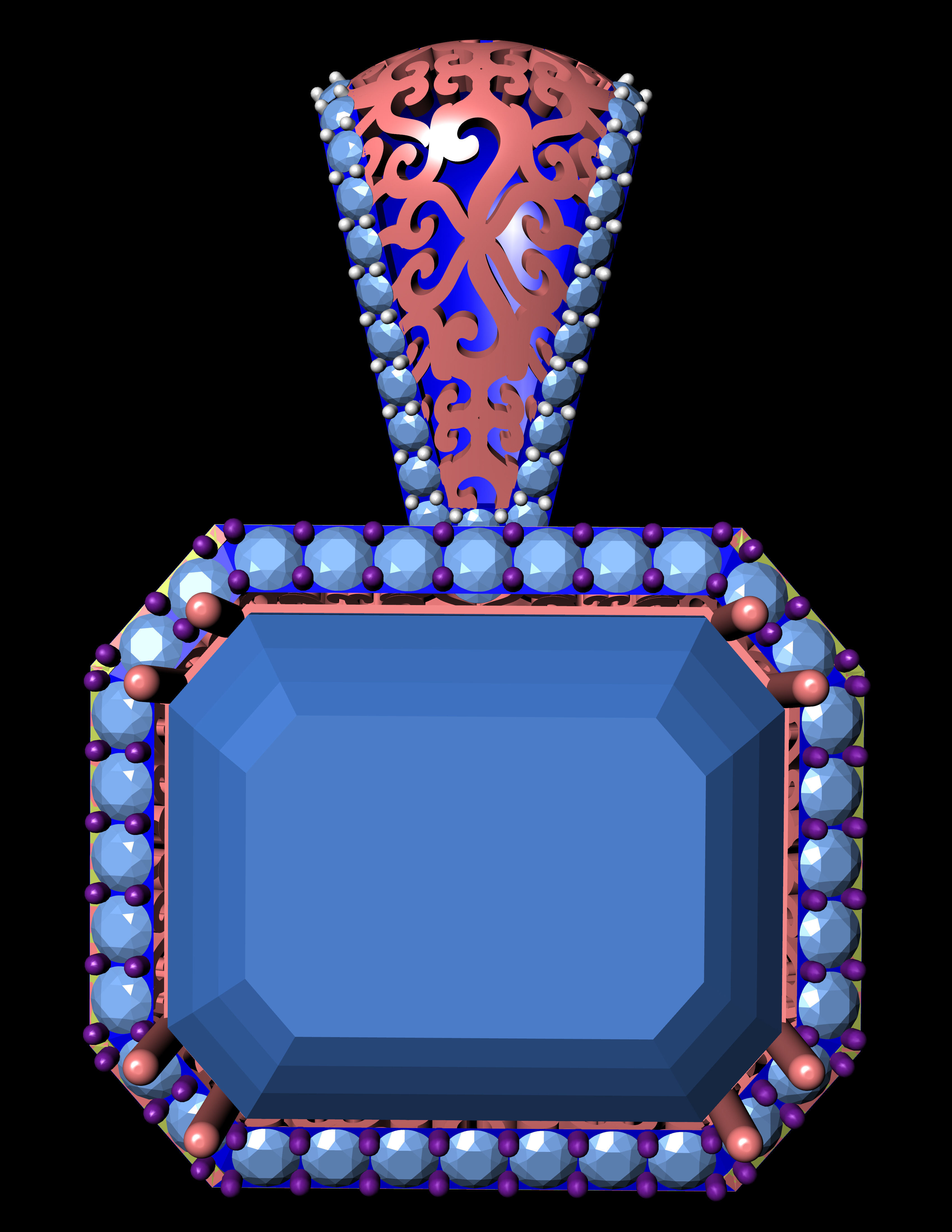 Huge Yellow Diamond Pandent 3D print model 3D print model_5