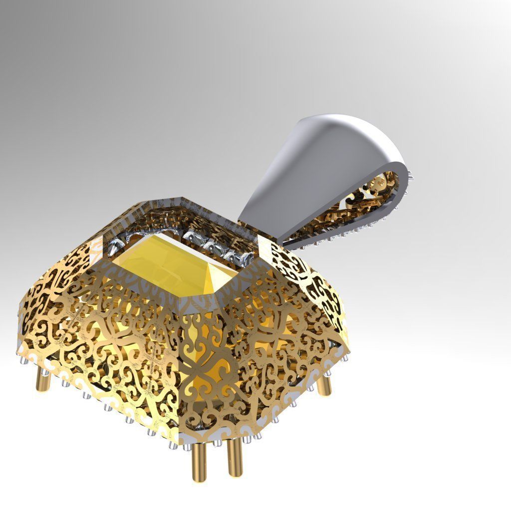 Huge Yellow Diamond Pandent 3D print model 3D print model_4