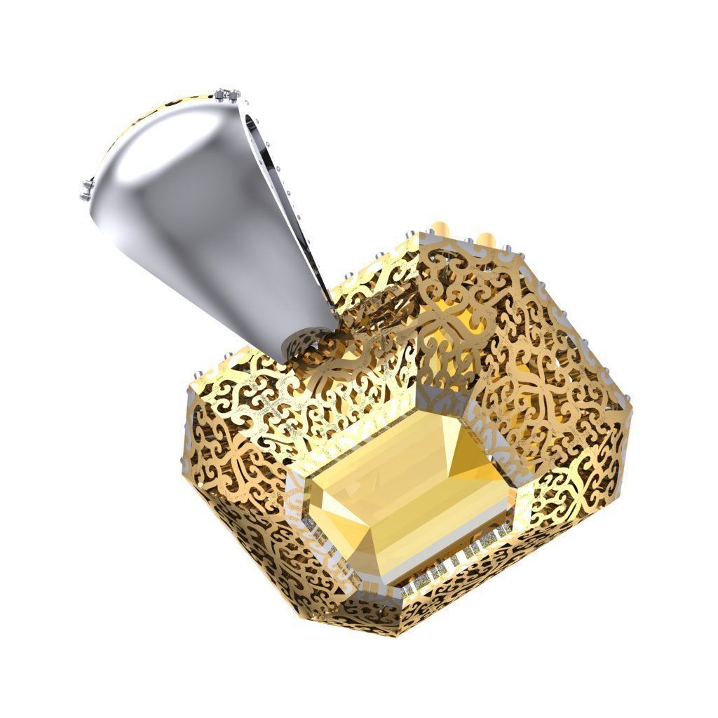 Huge Yellow Diamond Pandent 3D print model 3D print model_2