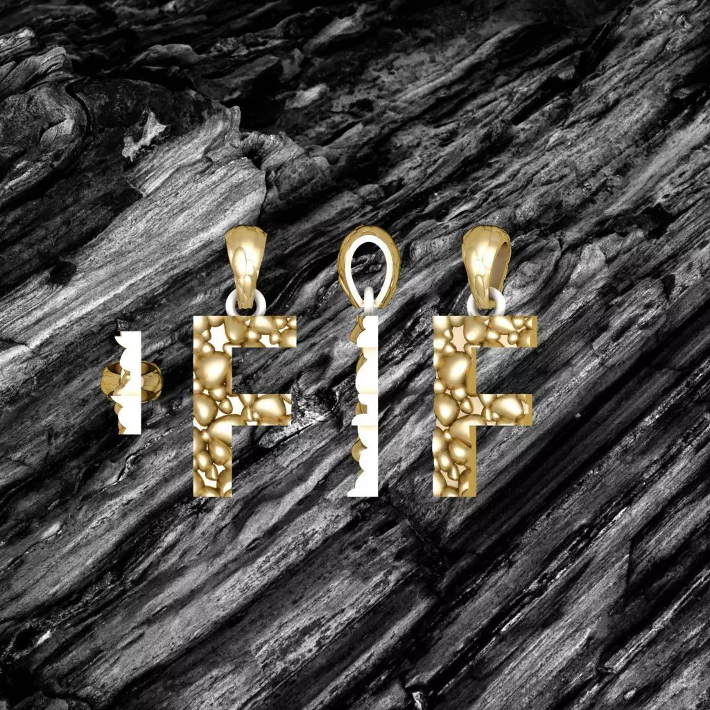 F LETTER Alphabet ROCKS PENDANT 3D print model 3D print model_0
