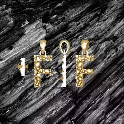 F LETTER Alphabet ROCKS PENDANT 3D print model 3D print model