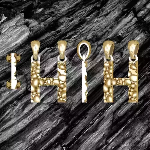 H LETTER Alphabet ROCKS PENDANT 3D print model
