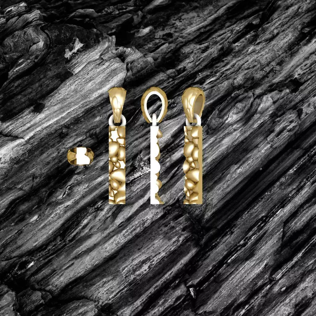 I LETTER Alphabet ROCKS PENDANT 3D print model 3D print model_0