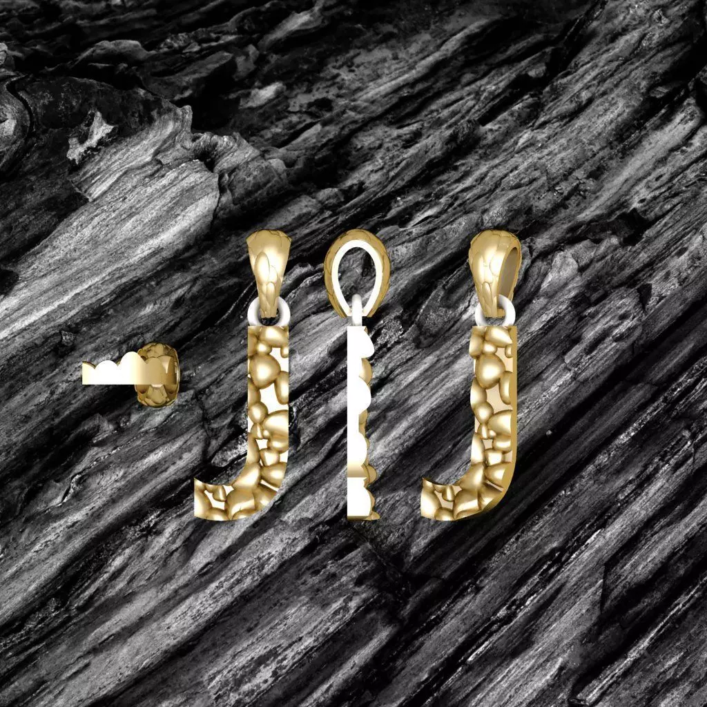 J LETTER Alphabet ROCKS PENDANT 3D print model 3D print model_0