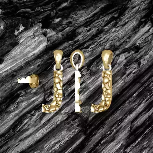 J LETTER Alphabet ROCKS PENDANT 3D print model