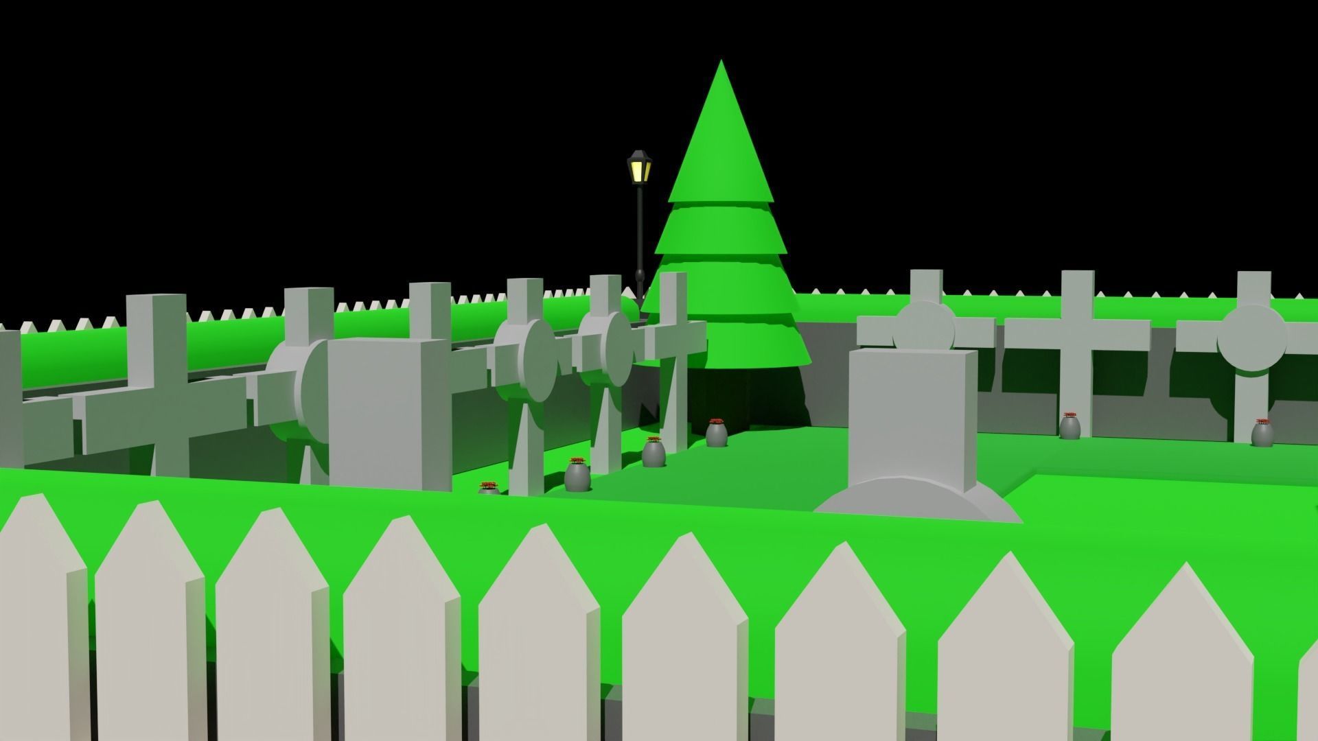 LOW POLY CHURCH - CEMETERY Package 3D model_6