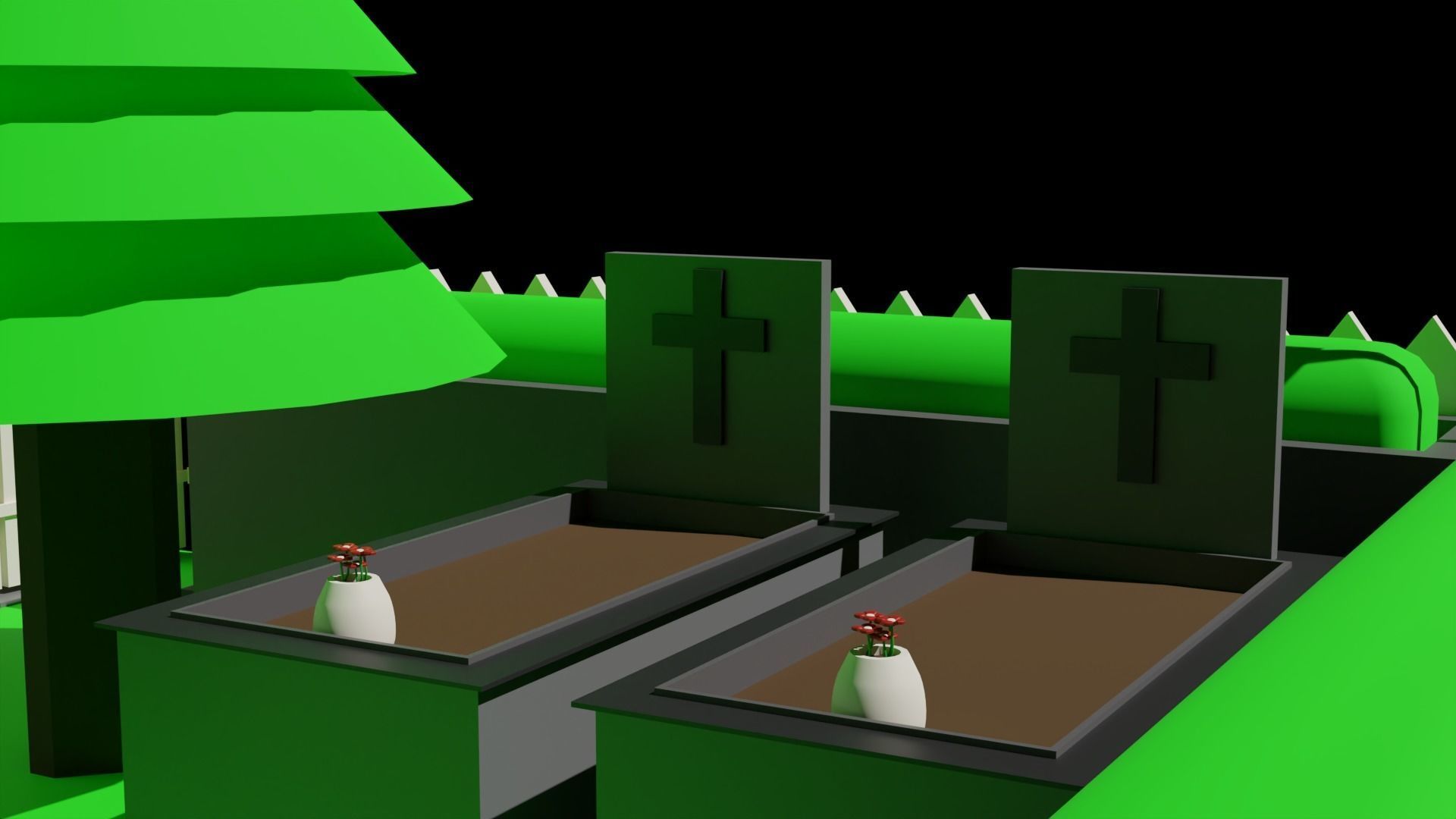 LOW POLY CHURCH - CEMETERY Package 3D model_5