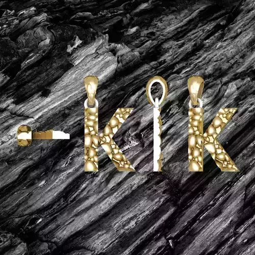 K LETTER Alphabet ROCKS PENDANT 3D print model