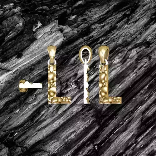 L LETTER Alphabet ROCKS PENDANT 3D print model