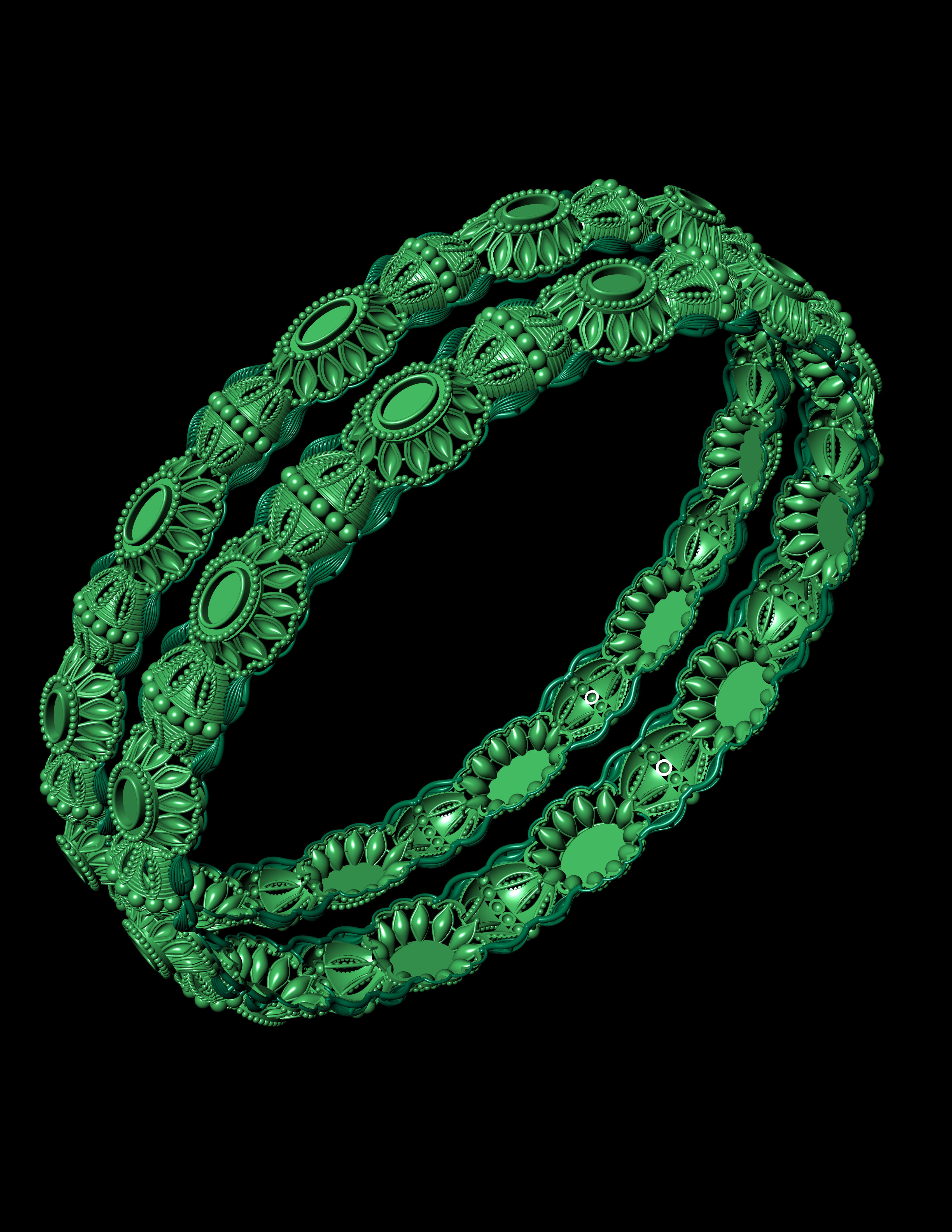 Traditional indian Banle for Women 3D print model 3D print model_6