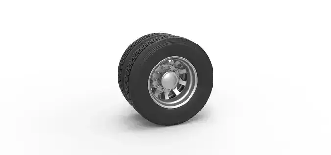 Rear custom wheel of semi truck Version 18 Scale 1 to 25