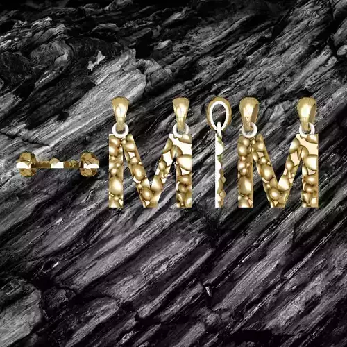 M LETTER Alphabet ROCKS PENDANT 3D print model