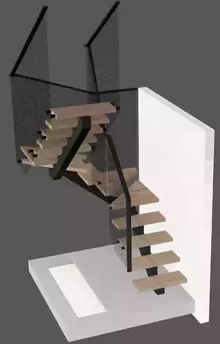 METAL STAIRCASE WITH GLASS RAILING 